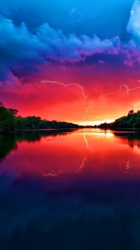Lightning Sunset River