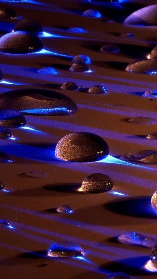 Water Drops in Blue Light