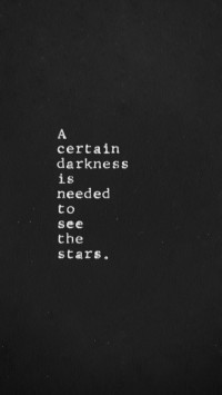 A certain darkness is needed to see the stars