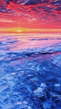 Sunset And Shattered Ice