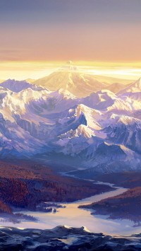 Paintings Snow Mountains