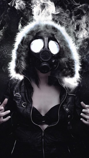 Woman Masked Gas Mask