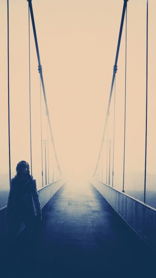 Bridge Man Fog Dark