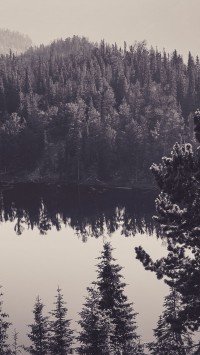 Canada lake black and white