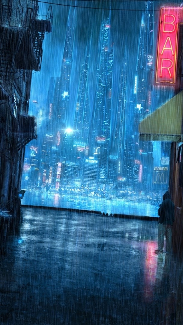 Rainy Night Street - The iPhone Wallpapers