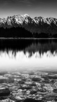 Black And White Snow Mountain Lake