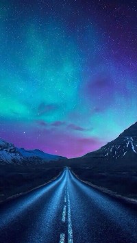 aurora borealis a road