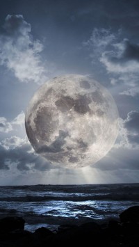 Super Moon Over Sea